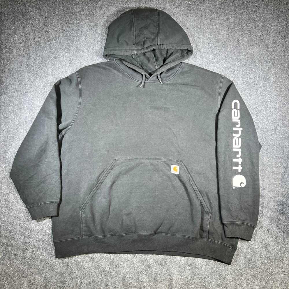 Carhartt Black Pullover Hoodie 3XL Sleeve Logo Workwear